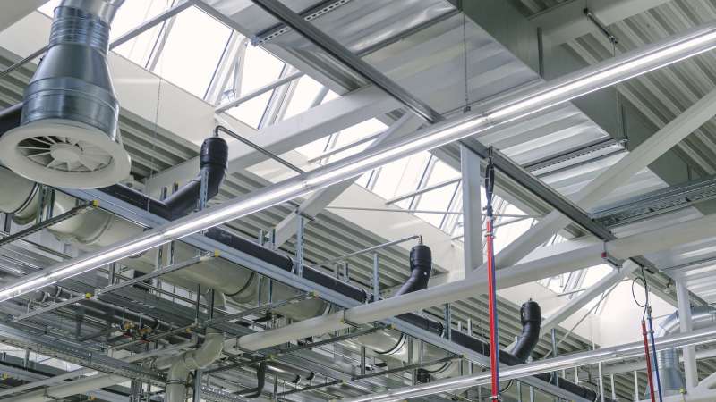Endress+Hauser GmbH+Co. KG | Maulburg • Shedline glass rooflight, 6 units - each 14 m x 2 m, 24 NSHEV flaps