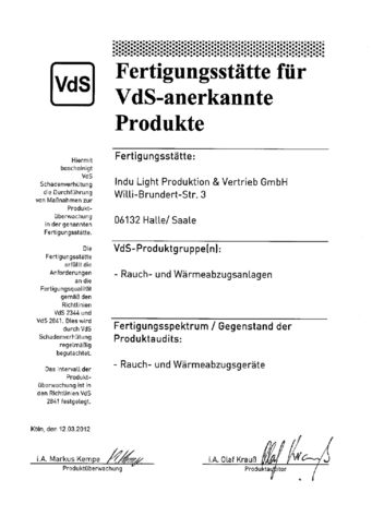 VdS / Zulassung für Brandschutz und Sicherheitstechnik
